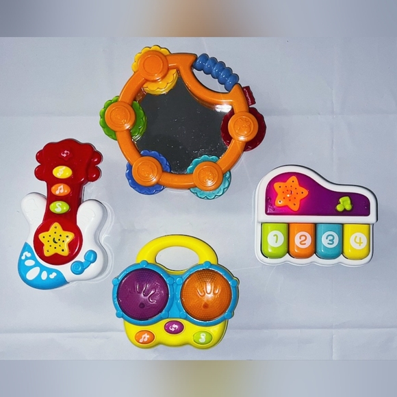 Portable Set of 4 (Piano, Bongo Drums, Guitar & Tambourine ) Development Toys - Picture 2 of 5
